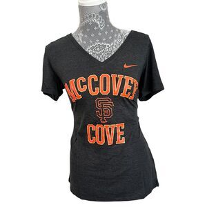 Nike McCovey Cove San Francisco Giants V-Neck T-Shirt, Gray/Orange, Medium Women